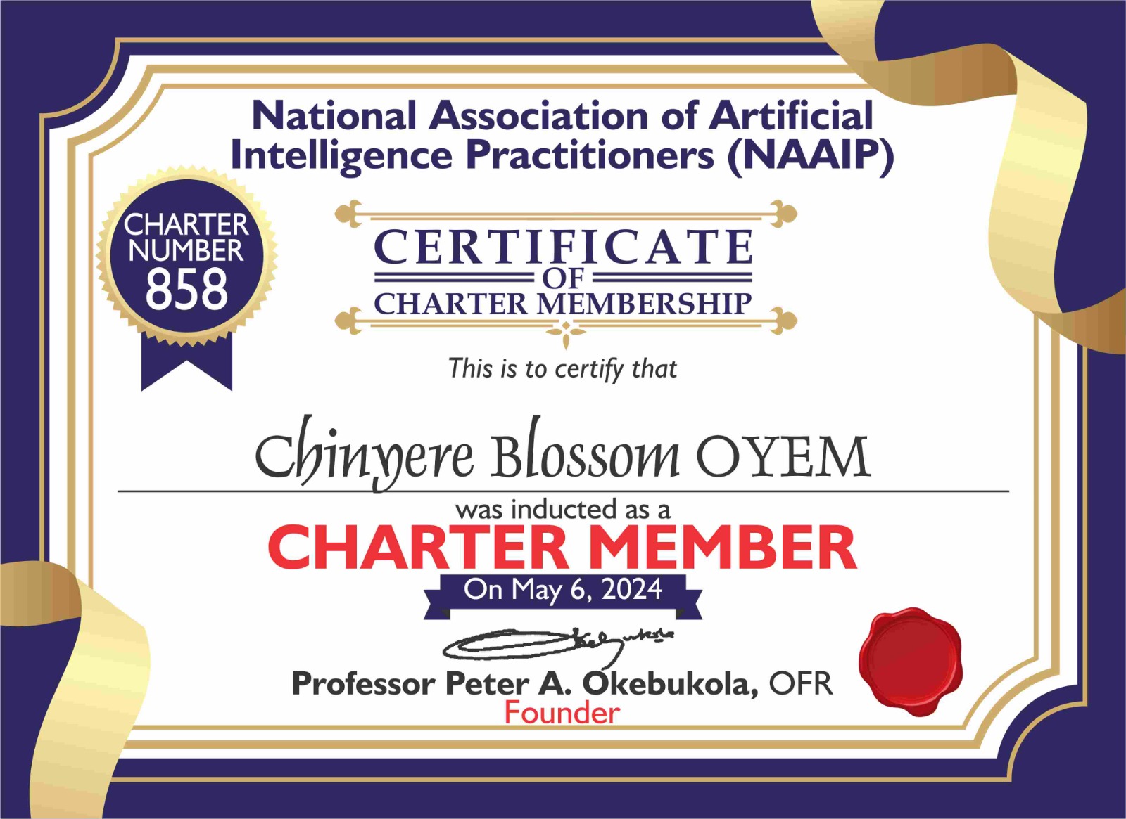 NAAIP Certificate - Chinyere Blossom Oyem
